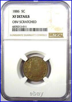 1886 Liberty Nickel 5C NGC XF Details (EF) Rare Key Date Certified Coin