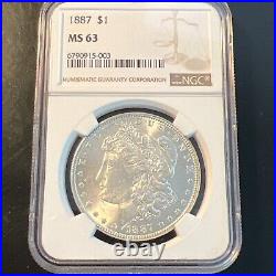 1887 P MS 63 Morgan Silver Dollar US Silver Coin 90% Certified NGC Retail $110