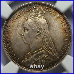 1887 Queen Victoria Sixpence. Certified by NGC to MS 63