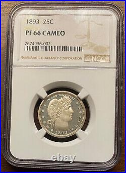 1893 25C Barber/Liberty Head Quarter Certified NGC PF 66 Cameo Tough Date