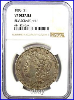 1893 Morgan Silver Dollar $1 Coin Certified NGC VF Details Rare Date