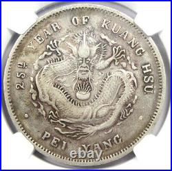 1899 China Chihli Dragon Silver Dollar $1 Coin LM-454 Yr 25 Certified NGC VF30