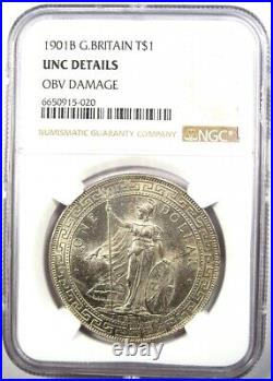 1901-B Great Britain Trade Dollar T$1. Certified NGC Uncirculated Detail. UNC MS