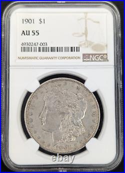 1901 P Morgan Silver Dollar $1 Coin Certified NGC AU55 Rare Date