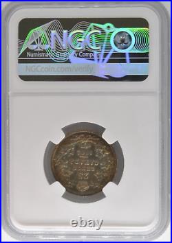 1902 Canada 25 Cent. 925 Silver Coin Certified NGC AU 53 KM#11 Rainbow Toning