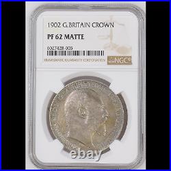 1902 King Edward Vll MATTE PROOF Crown Coin. Certified by NGC to PF 62