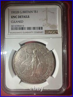 (1902b) China Hong Kong Uk G. Britain T$1 Unc Details Cleaned Ngc Certified