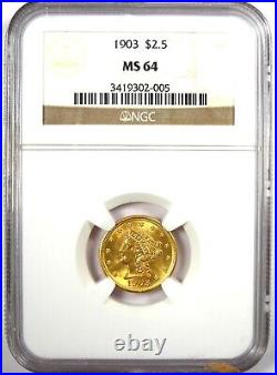 1903 Liberty Gold Quarter Eagle $2.50 Coin Certified NGC MS64 $825 Value