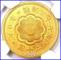 1904 Japan Gold 20 Yen Coin 20Y M37 Certified NGC Uncirculated Detail UNC MS