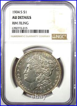 1904-S Morgan Silver Dollar $1 Coin Certified NGC AU Details Rare Date