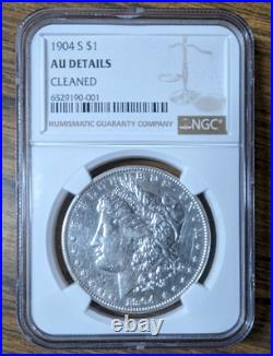 1904-S Morgan Silver Dollar $1 Coin Certified NGC AU Details Rare Date in AU