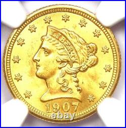 1907 Liberty Gold Quarter Eagle $2.50 Coin Certified NGC MS66 $1,500 Value