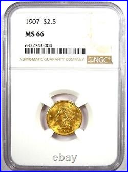 1907 Liberty Gold Quarter Eagle $2.50 Coin Certified NGC MS66 $1,500 Value