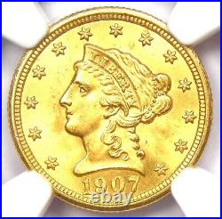 1907 Liberty Gold Quarter Eagle $2.50 Coin Certified NGC MS66 $1,500 Value