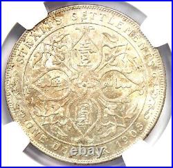 1908 Straits Settlements Edward VII Dollar $1 Certified NGC MS62 (BU UNC)