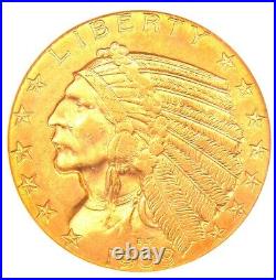 1909-D Indian Gold Half Eagle $5 Coin Certified NGC MS62 (UNC BU) Rare Coin