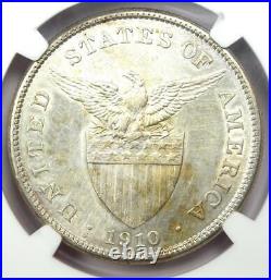 1910-S Philippines Peso 1P Coin Certified NGC Uncirculated Details (UNC MS)
