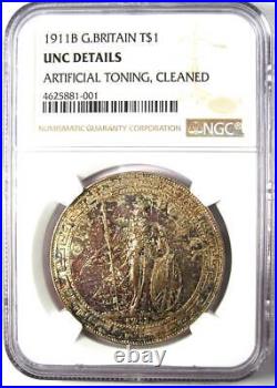 1911-B Great Britain Trade Dollar T$1. Certified NGC Uncirculated Detail. UNC MS