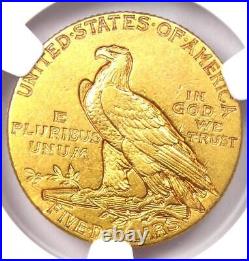 1911 Indian Gold Half Eagle $5 Gold Coin Certified NGC XF Details (EF)