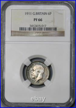 1911 King George V Proof Sixpence. Certified by NGC to PF 66