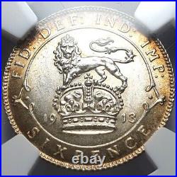 1913 King George V Sixpence. Certified by NGC to MS 63