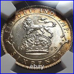 1913 King George V Sixpence. Certified by NGC to MS 63