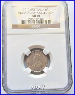 1914 GEORGE V, SIXPENCE, NGC Certified and graded AU. 50