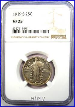1919-S Standing Liberty Quarter 25C Coin Certified NGC VF25 Rare Date