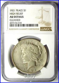 1921 Peace Silver Dollar $1 Coin Certified NGC AU Details Rare Date