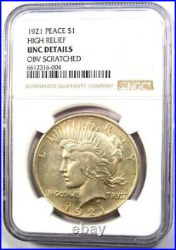 1921 Peace Silver Dollar $1 Coin Certified NGC Uncirculated Detail (UNC MS)