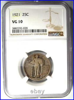 1921 Standing Liberty Quarter 25C Coin Certified NGC VG10 Rare Date