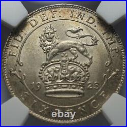 1923 King George V Sixpence. Certified by NGC to MS 65