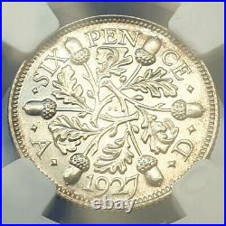 1927 King George V Proof Sixpence. Certified by NGC to PF 65