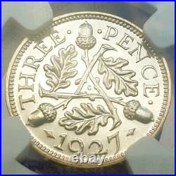 1927 King George V Proof Threepence. Certified by NGC to PF 65