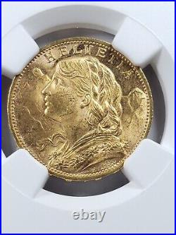 1930-B 20 Francs Switzerland Gold Coin Certified NGC MS64