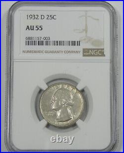 1932-D Washington Quarter CERTIFIED NGC AU 55 Silver 25c