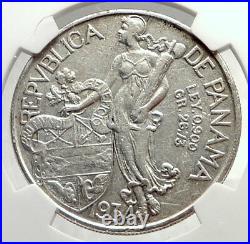 1934 PANAMA Large Silver CONQUISTADOR BALBOA Coin NGC Certified AU DETAIL i71333