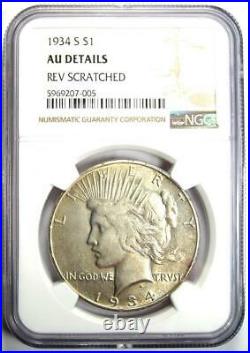 1934-S Peace Silver Dollar $1 Coin Certified NGC AU Details Rare Date
