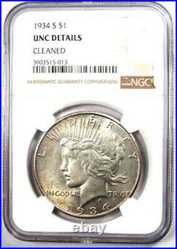 1934-S Peace Silver Dollar $1 Coin Certified NGC Uncirculated Details (UNC MS)