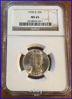 1935-D Washington Quarter Rare CERTIFIED NGC MS-65 Silver 25c