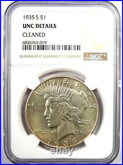 1935-S Peace Silver Dollar $1 Coin Certified NGC Uncirculated Detail (UNC MS)