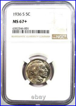 1936-S Buffalo Nickel 5C Coin Certified NGC MS67+ Plus Grade $3,250 Value