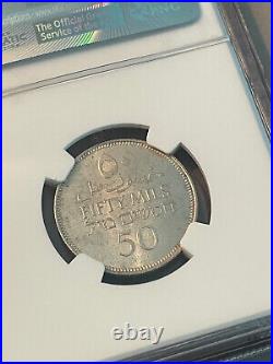 1939 Palestine 50 Mils British Mandate World Silver Coin NGC Certified MS 64