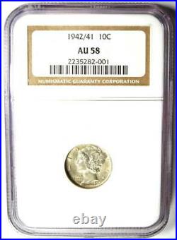 1942/1 Mercury Dime 10C Certified NGC AU58 Rare Overdate Variety Coin
