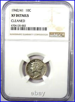 1942/1 Mercury Dime 10C Certified NGC XF Details Rare Overdate Variety Coin