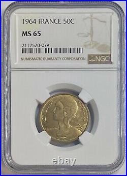 1964 France 50 Centimes Ms 65 Ngc Certified Coin Finest Known