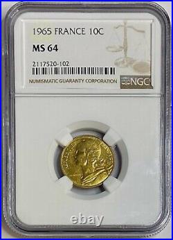 1965 France 10 C Ms 64 Ngc Certified Coin Only 2 Graded Higher