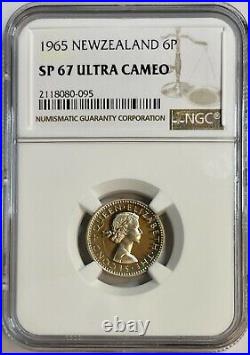 1965 Newzealand 6p Sp 67 Ultra Cameo Ngc Certified Coin Only 1 Graded Higher