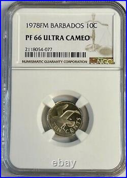 1978-fm Barbados 10c Pf 66 Ultra Cameo Ngc Certified Coin Only 1 Graded Higher