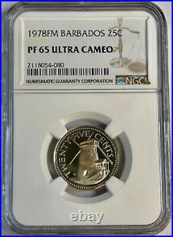 1978-fm Barbados 25c Pf 65 Ultra Cameo Ngc Certified Coin Only 1 Graded Higher
